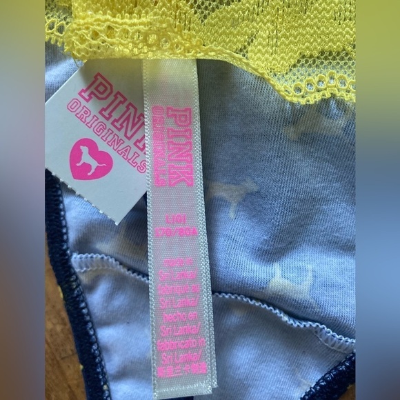 Victoria’s Secret Pink Yellow Lace Dog Print Thong Medium - Picture 3 of 5